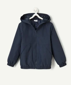 Blouson garçon bleu marine à capuche