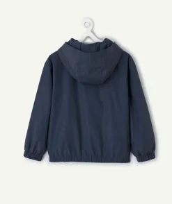 Blouson garçon à capuche bleu zippée