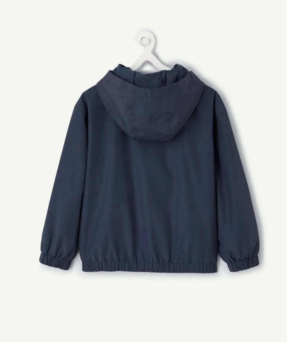 Blouson garçon à capuche bleu zippée