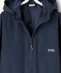 Blouson garçon à capuche bleu zippée