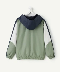 Blouson garçon colorblock capuche zippé