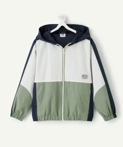 Blouson garçon colorblock capuche zippé