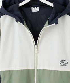Blouson garçon colorblock capuche zippé