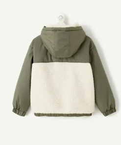 Blouson garçon kaki doublé sherpa zippé