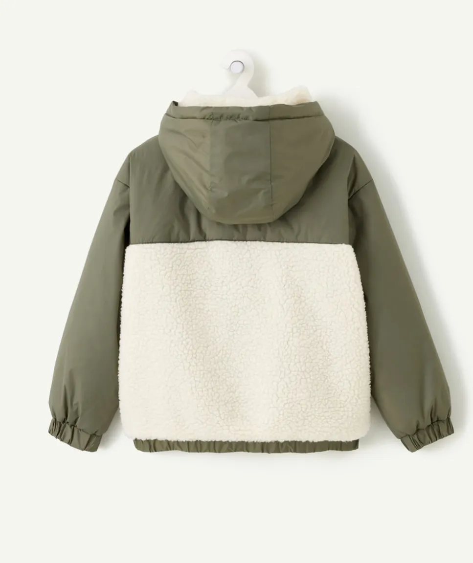 Blouson garçon kaki doublé sherpa zippé