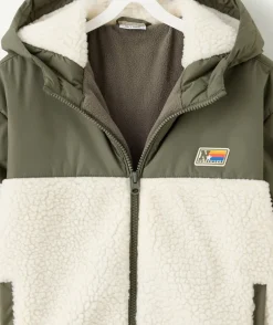 Blouson garçon kaki doublé sherpa zippé