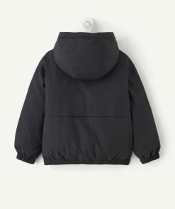 Blouson garçon noir capuche zippé