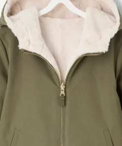 Blouson kaki avec capuche réversible