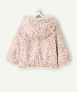 Blouson réversible bébé fille fleuri et fausse fourrure