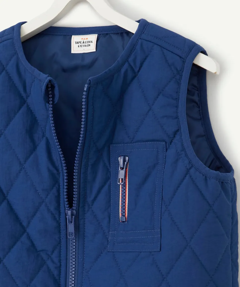 Blouson sans manches garçon matelassé bleu nuit