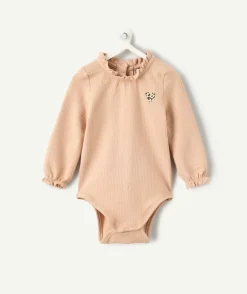 Body bébé fille beige col volanté