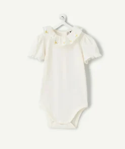 Body bébé fille blanc à col brodé