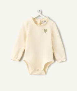 Body bébé fille couleur pêche col volanté