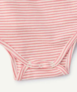 Body cache-coeur rayé rose bébé fille