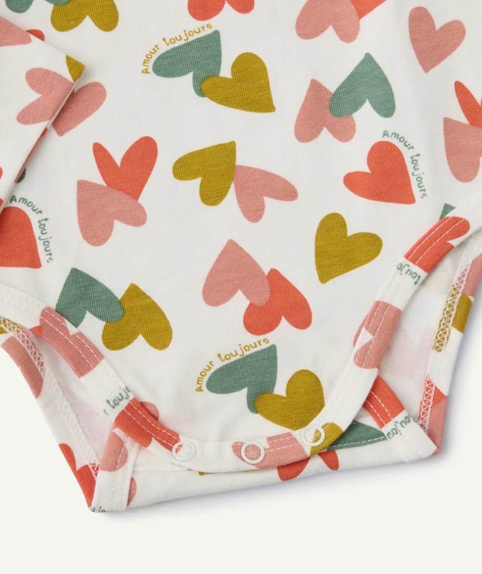 Body manches longues bébé fille imprimé cœurs colorés