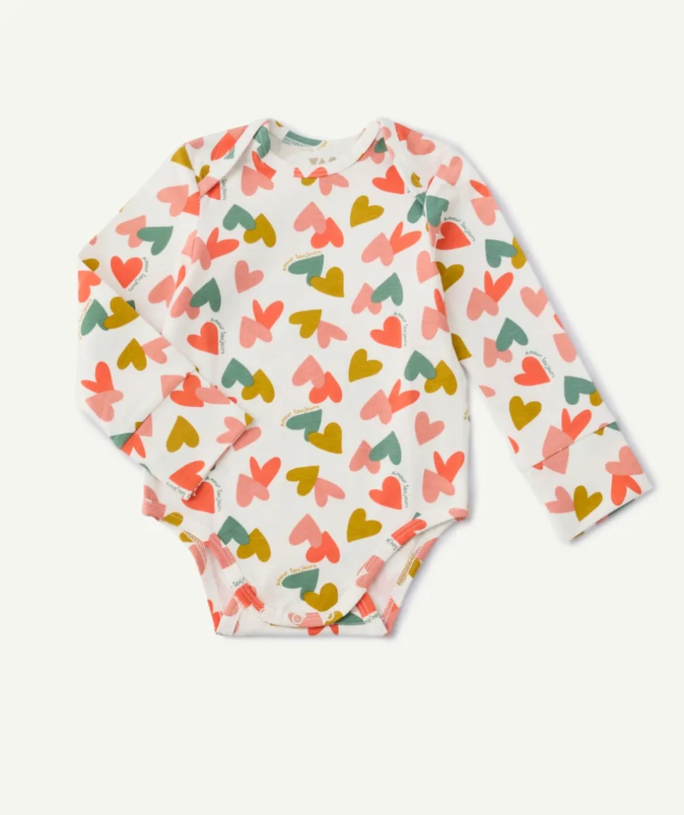 Body manches longues bébé fille imprimé cœurs colorés