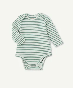 Body manches longues bébé rayé vert