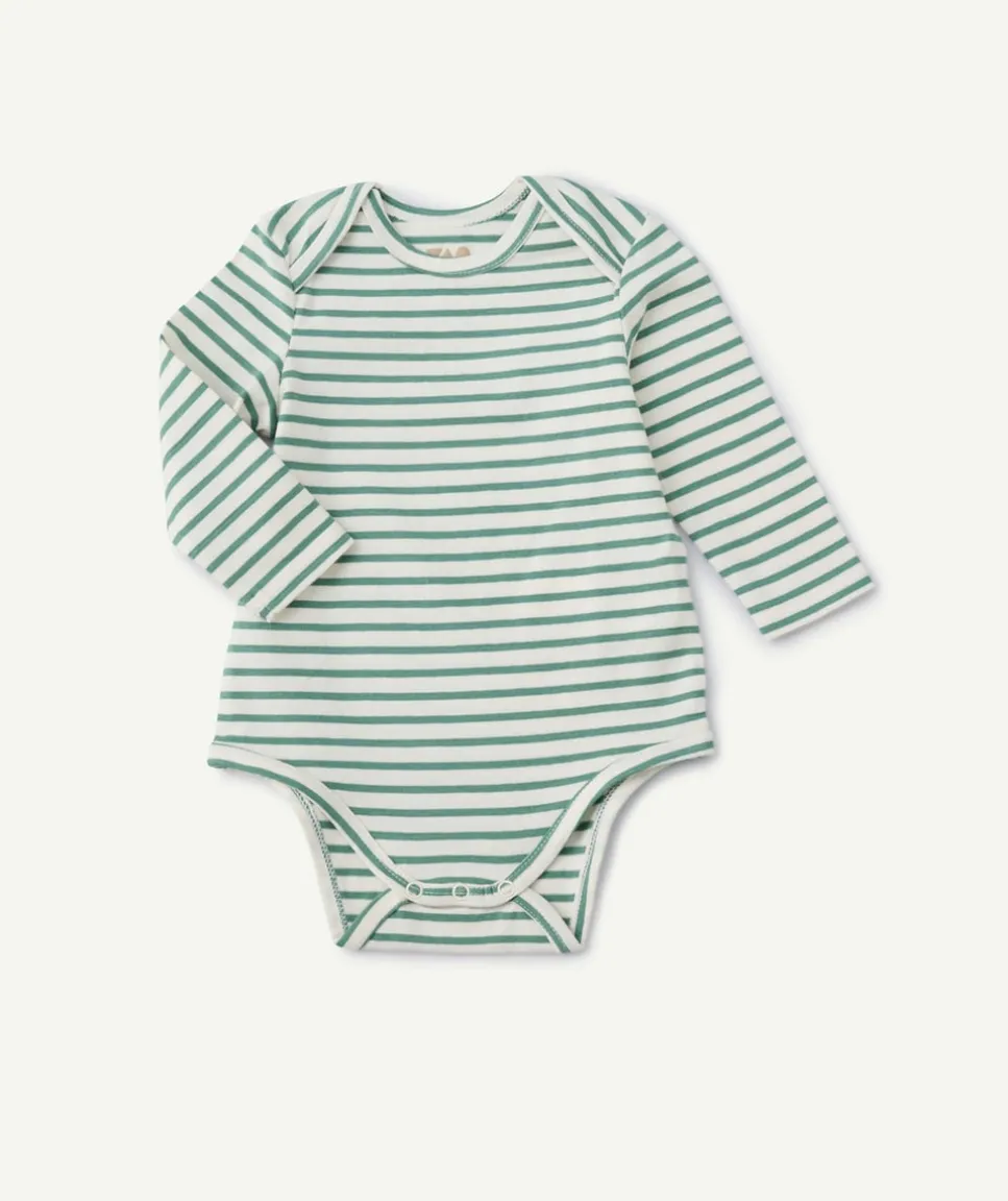 Body manches longues bébé rayé vert