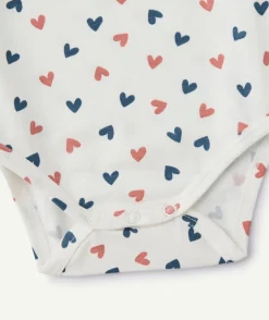 Body manches longues blanc bébé fille imprimé cœurs