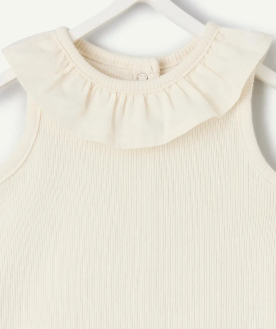 Body naissance fille col volanté blanc