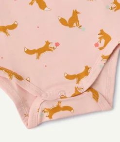 Body rose bébé fille imprimé renard