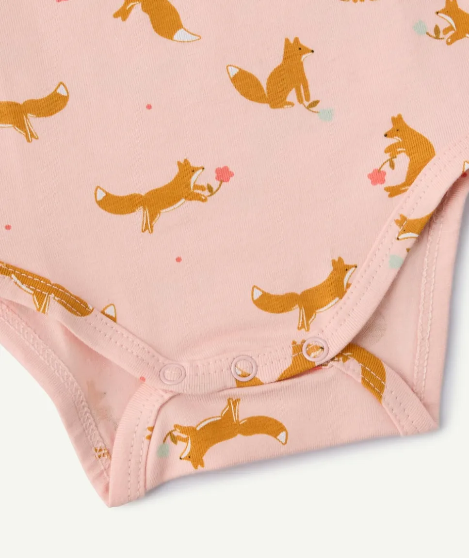 Body rose bébé fille imprimé renard