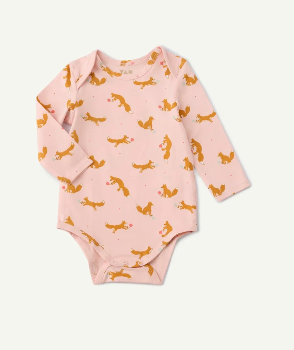 Body rose bébé fille imprimé renard