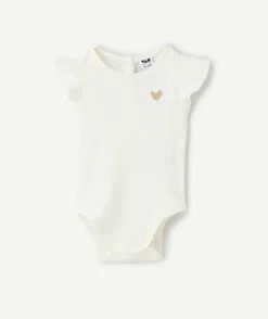 Body t-shirt bébé fille blanc imprimé cœur