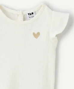 Body t-shirt bébé fille blanc imprimé cœur