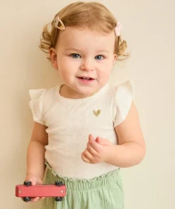 Body t-shirt bébé fille blanc imprimé cœur