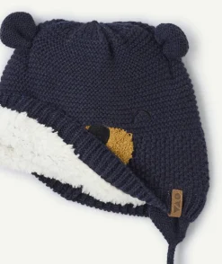 Bonnet bébé garçon ours bleu marine