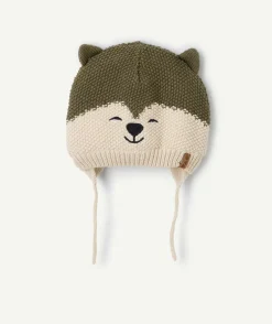 Bonnet bébé garçon tricoté motif renard