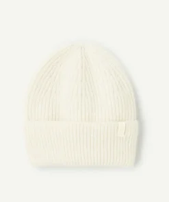 Bonnet beanie fille en fibres recyclées écru
