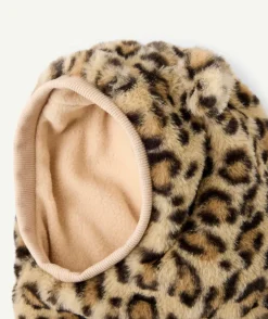 Bonnet cagoule bébé fille imprimé léopard