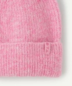 Bonnet fille rose avec pompon