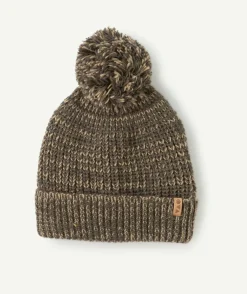Bonnet garçon en tricot chiné kaki