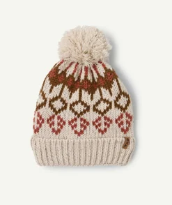 Bonnet garçon motif jacquard à pompon