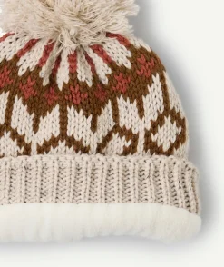 Bonnet garçon motif jacquard à pompon