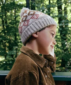 Bonnet garçon motif jacquard à pompon