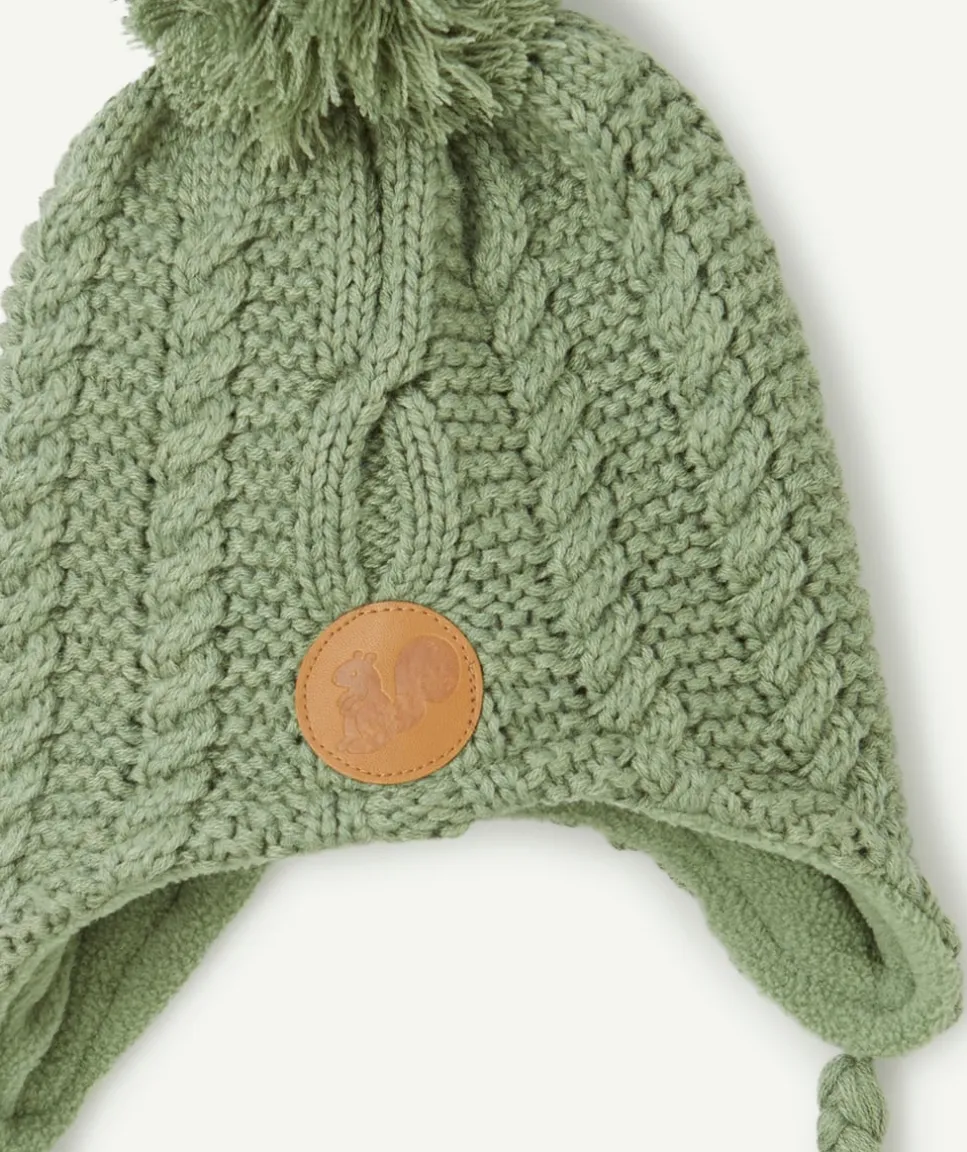 Bonnet péruvien bébé garçon vert avec pompon