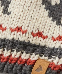 Bonnet tricot bébé garçon en fibres recyclées beige avec motifs et pompon