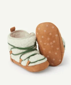 Bottes bébé garçon sherpa beige et vert