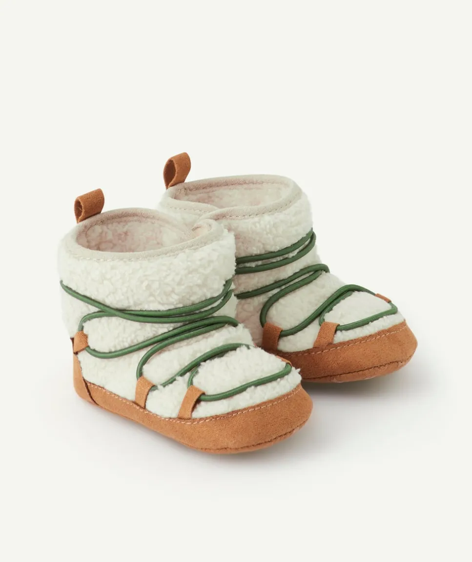 Bottes bébé garçon sherpa beige et vert