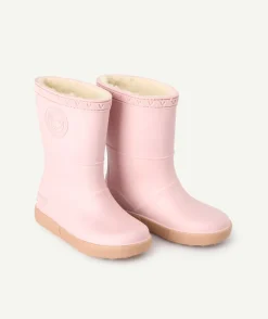Bottes de pluie fille rose avec doublure chaude