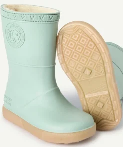 Bottes de pluie fille vert avec doublure chaude