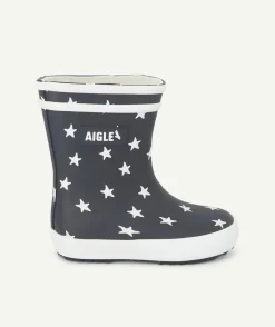 Bottes en caoutchouc premiers pas baby flac bleu marine étoiles