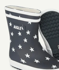 Bottes en caoutchouc premiers pas baby flac bleu marine étoiles