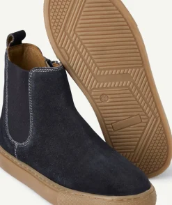 Bottines garçon en suède bleu marine