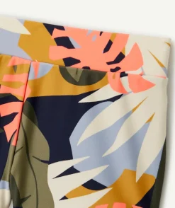 Boxer de bain garçon en fibres recyclées avec imprimé feuilles