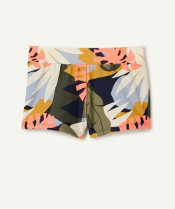 Boxer de bain garçon en fibres recyclées avec imprimé feuilles